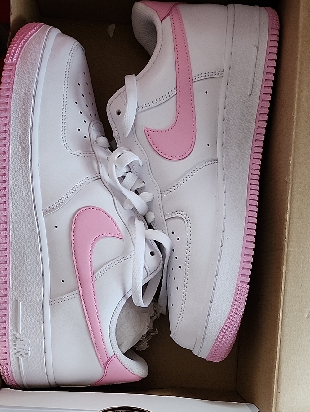 Nike White Air Force with Pink Swoosh
